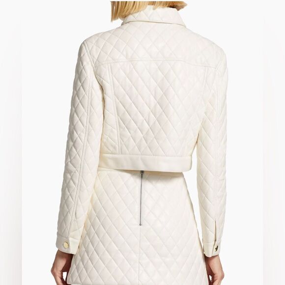 Alice + Olivia Chloe Quilted Faux Leather Jacket szie L - Picture 3 of 14